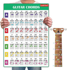 Lookveet Guitar Chord Chart Poster for Beginner and Portable A4 Laminated Chords
