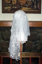 Bridal Veil, Embroidered Beaded Organza, Beaded Headband Tiara
