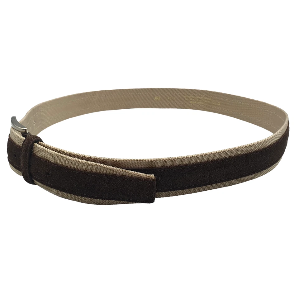 A.R.T. Made In Italy Sz XL Pale Gold Canvas Brown Suede Waist/Hip Belt 100-118cm - image 4 of 4