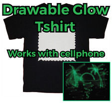 New Glow In Dark Drawable T-shirt Men Women,L  Draw with cellphone Onto Shirt