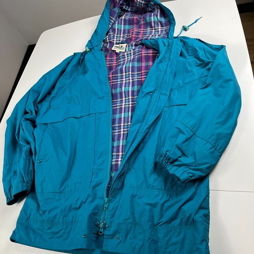 Vintage northern reflections women oversize windbreaker rain jacket teal sz S - Foto 5 di 10