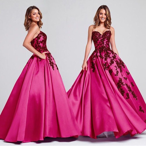 Chic Ballkleid Abendkleid Gala Partykleid Spitze Party Kleid rotlila PINK  BC562 | eBay