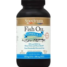 Spectrum Essentials Fish Oil Softgels 250 Count Omega 3 ALA for Heart Health