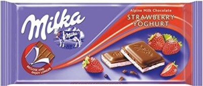Milka Strawberry Yogurt Milk Chocolate Bar 100g, 10 Pack by Milka [Foods]