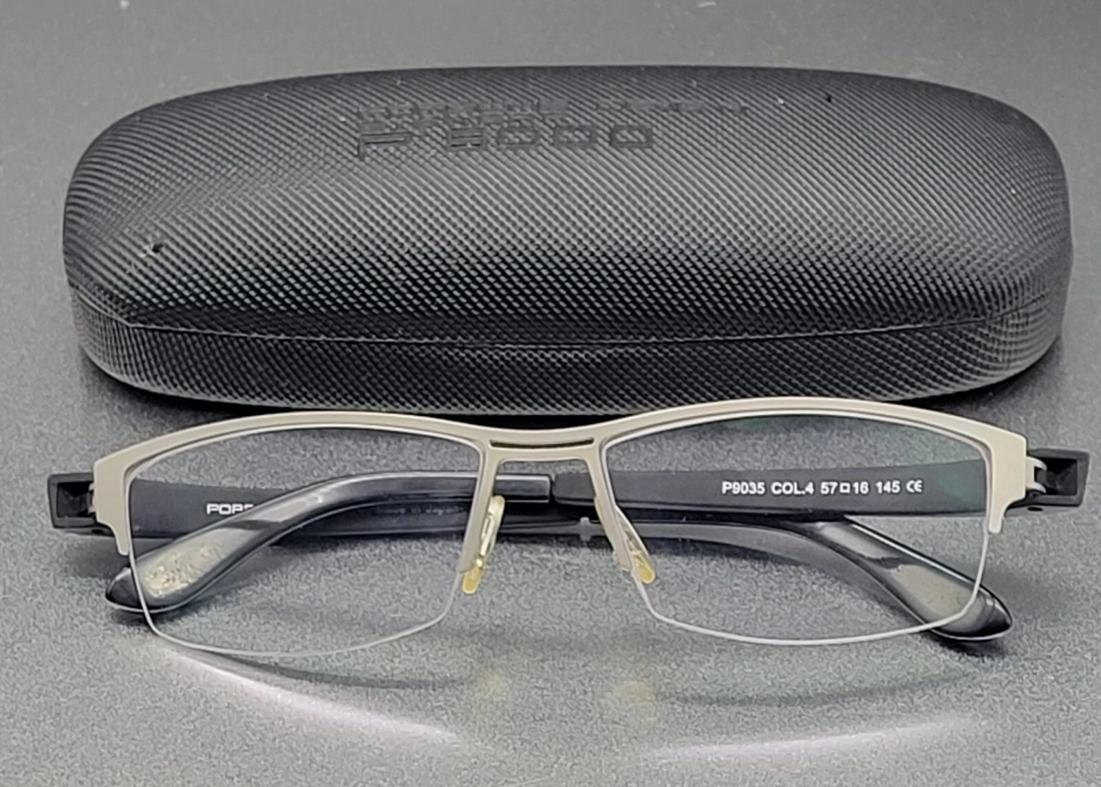 Porsche Design P9035 Eyeglasses FRAMES Silver Black 57[]16 145 Made In Japan