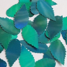 Feather Leaf Sequin 1" Teal Lazersheen Rainbow Reflective Metallic Made in USA