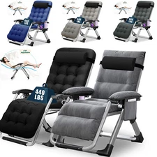 NAIZEA  Zero Gravity Chair Folding Reclining Chaise With Pillow+Mat+Arm Cushion