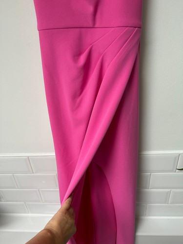AIDAN Adrianna Papell Hot Pink Diamante Straps Column Evening Dress Gown UK14 - Picture 10 of 20