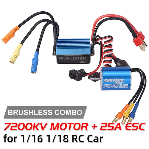 SURPASSHOBBY 2430 7200KV Sensorless Brushless Motor 25A ESC for 1/16 1/18 RC Car