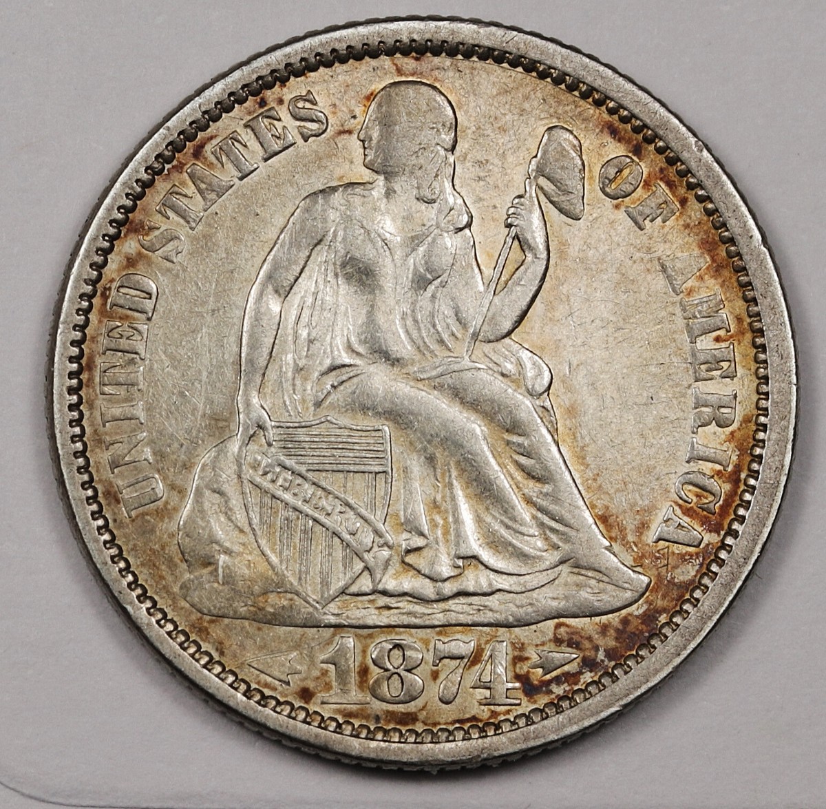 1874 Liberty Seated Dime. Arrows. A.U. 146851 | eBay