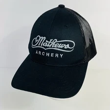 Mathews Archery Black Embroidered Logo Mesh Back Trucker Hat