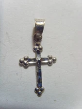 vintage 10k white gold Poland simplicity dainty cross religious pendant 53606