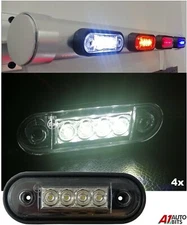 Easy Flush Curved Fit White Side Led Marker Lights 4x Truck Van Bar *NO CUT OUT*