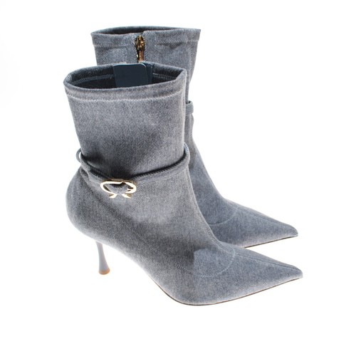 Gianvito Rossi NWB Ascent Zip Up Heeled Booties Size 39 US 9 Stonewash Denim - Picture 3 of 13