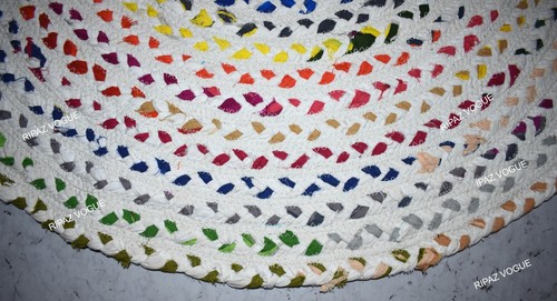 Cotton Rug for Living Room Multicolor Hand Braided Round Area Rug Rustic Rugs - Picture 5 of 31