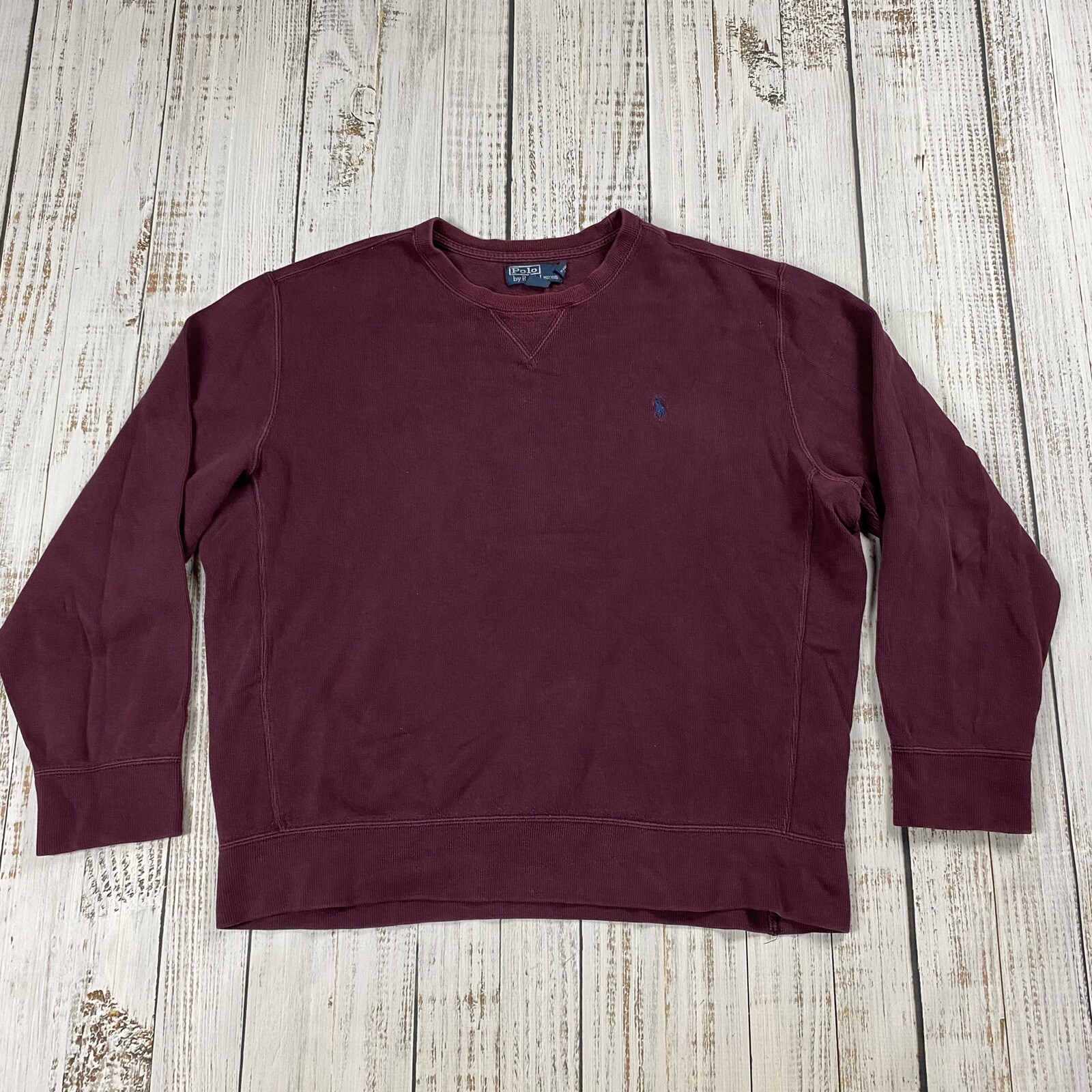 POLO VINTAGE ANNI 90 RALPH LAUREN PULLOVER 100% COTONE FELPA A COSTINE MARRONE PONY XL