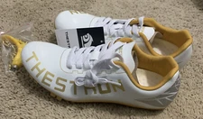 Thestron (W/ Spikes) White and Gold Colored Golf Shoes  US Men 6.5 - Women 8
