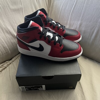 Air Jordan 1 Mid Red Chicago Black Toe - New Size 5y GS Ships ASAP