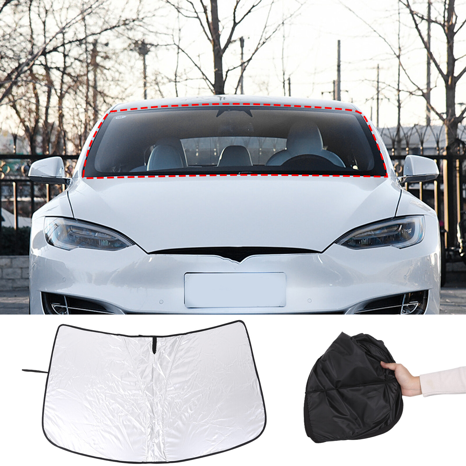 Car Sun Shade Windshield Window Sunshade Cover For Tesla Model S 2017+