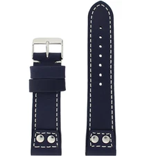 Watch Band Navy Blue Pilot Style White Stitching Mens 20mm 22mm 24mm