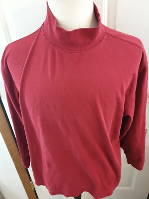 LL Bean Mens XL Reg Mock Turtleneck Burgundy Long Sleeve Shirt