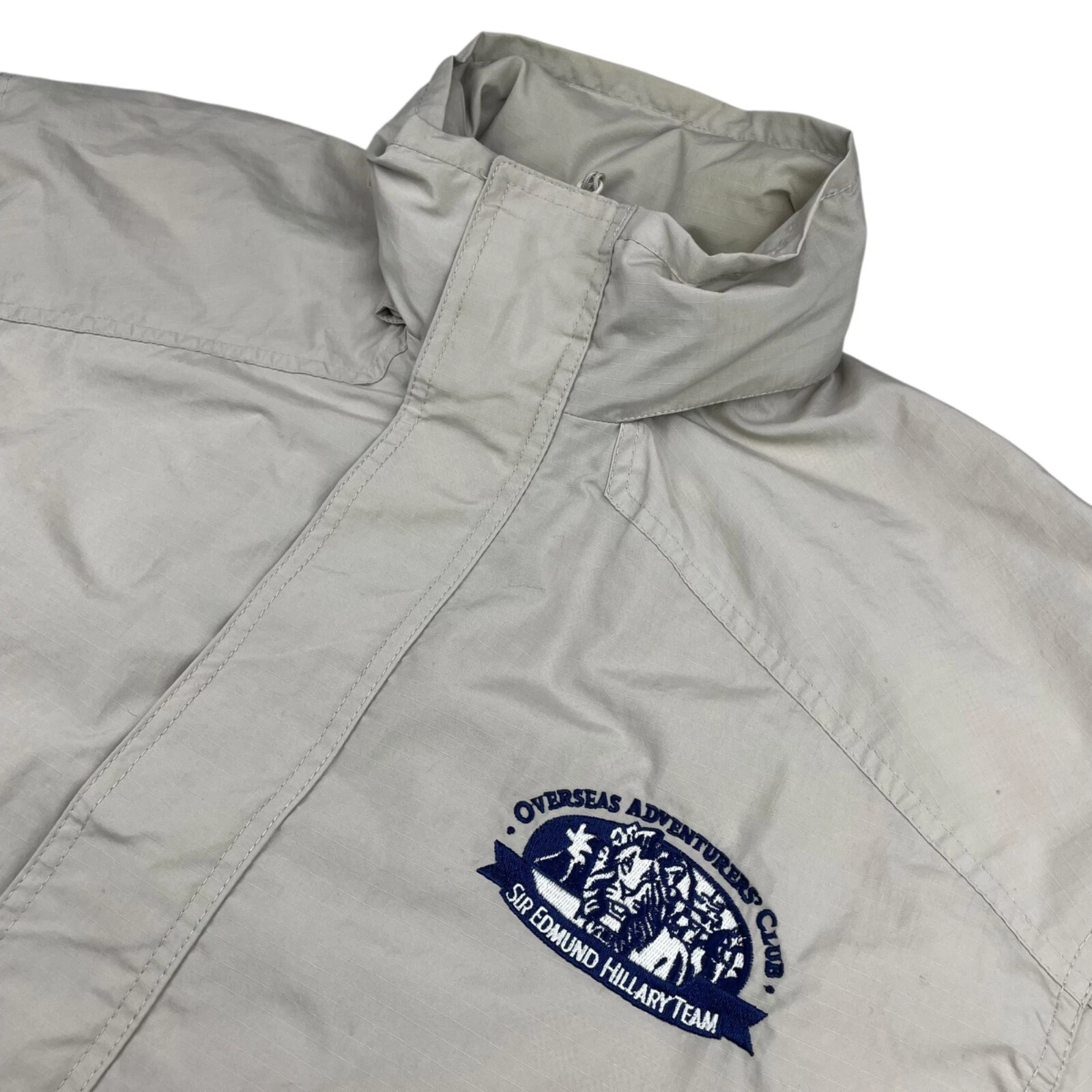 Sir Edmund Hillary Team Men's 100% Nylon Packable Hood Windbreaker Beige • Large