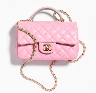 CHANEL Mini Matelasse Flap Bag Crossbody Pink AS2431 Hand Purse  