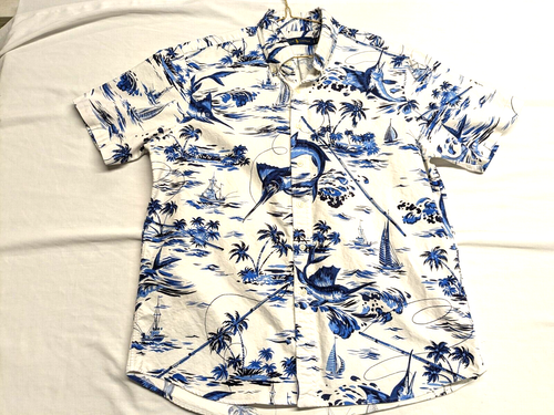 Ralph Lauren Hawaiian Shirt Mens Sz: L Marlin,Swordfish,Fishing/Boating Camp EUC - Picture 3 of 17