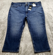 Lee Women's Size 22M Seattle Fog Blue Denim Midrise Regular Fit Capri