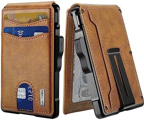 Slim RFID Blocking Leather Wallet for Men with Money Clip & Card Slots-image