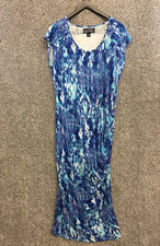 Colleen Lopez Maxi Dress Blue Tie Dye Ruched Side Short Sleeve Women's Size 2X