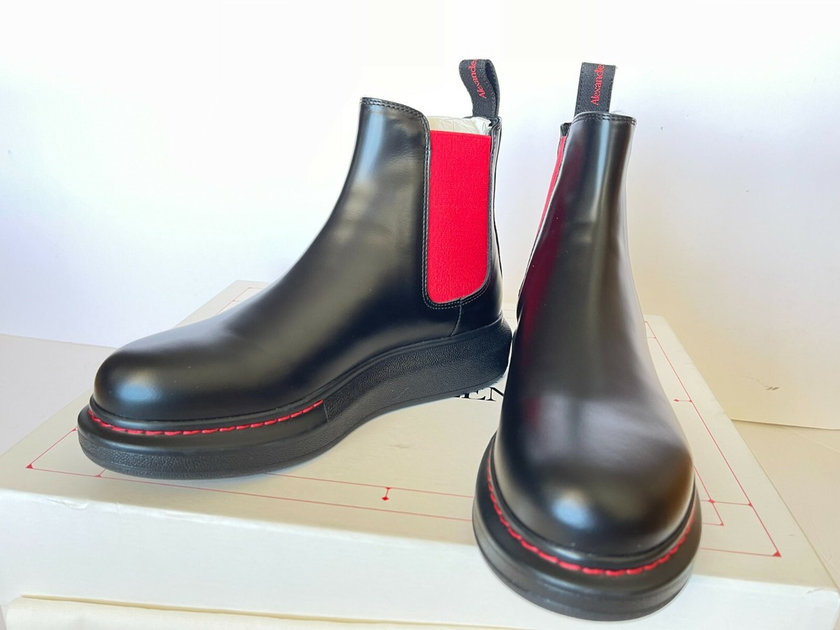 ショートブーツ・ブーティ ALEXANDER MCQUEEN OVERSIZED CHELSEA BOOTS Alexander McQueen Hybrid Chelsea Platform Ankle Boots Black