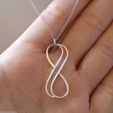 Infinity Necklace - 925 Sterling Silver - Vertical Infinite Love Symbol Gift 