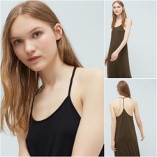 Mango (Zara Group) Long dress in Black  and Olive Green (Khaki) Size EUR L USA M