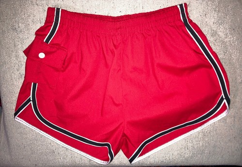 Vintage Towncraft Red Gym Black Trim Sprinting Swim Trunks Shorts Men's M New . - Picture 5 of 10