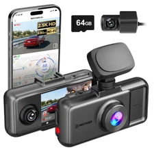 REDTIGER 3-Channel Dash Cam Front Inside Rear 4K/2.5K+1080P 5.8GHz WiFi GPS