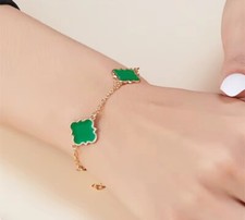 Four Leaf Clover Bracelet Adjustable Women Green Red Gold Silver Plated Gift