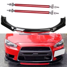 Front Bumper Lip Body Kit Splitter Spoiler Glossy Black Red For Mitsubishi Lan