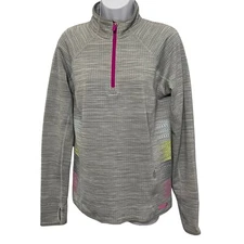 Fila Pullover Shirt Women's M 1/4 Zip Gray Stretch Long Sleeve Performance