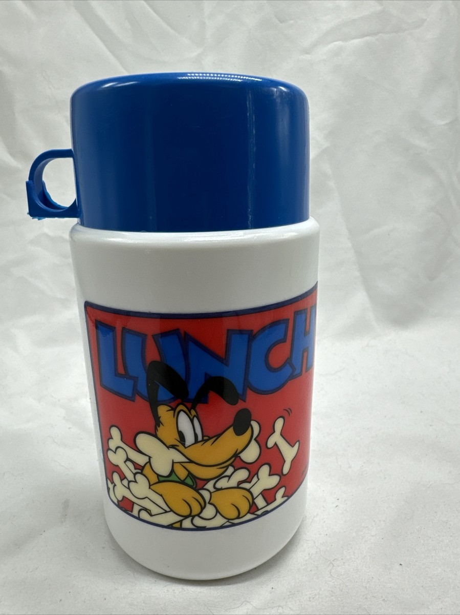 Vintage Pluto Plastic Lunch Thermos with Lid Cover Disney