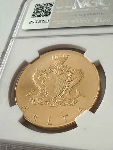 Malta - 1972 - 50 libras (Liri) - Estatua de Neptuno - NGC MS68 - Imagen 4 de 6