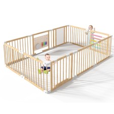 SLSY Wooden Baby Foldable Playpen 6/8/10-Piece,Modular Kids Activity Center Gate