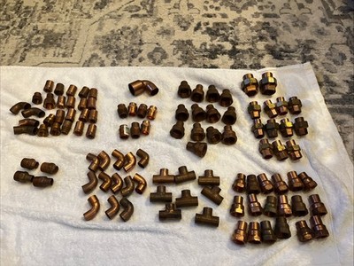 Lot (141) 3/8 1/2 3/4 & 1'' Sweat Copper Unions Couplers Hangers Nibco & EPC NOS