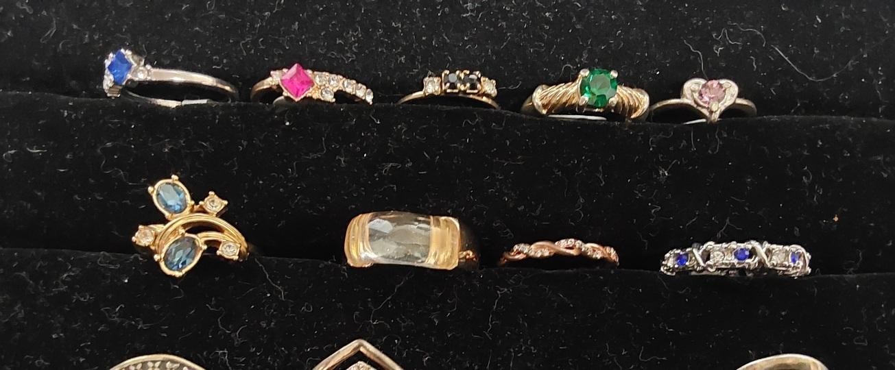 34 ring bundle including sterling silver and genu… - image 3