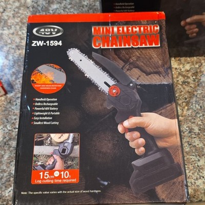 48V Mini Cordless Chainsaw ZW-1594 15cm Variable Speed w/ Bar Chain Tools