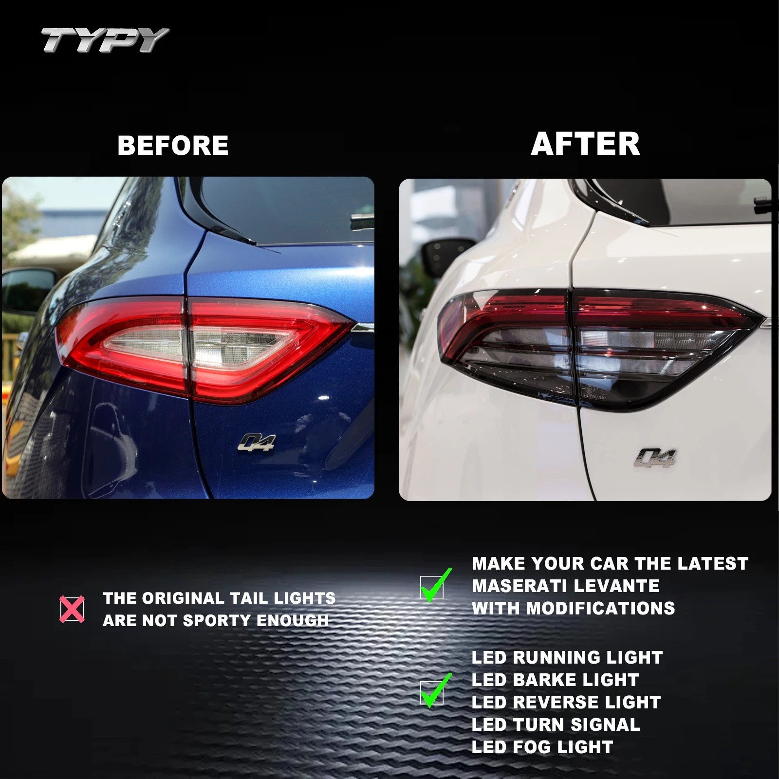 For Maserati Levante 2016-20 Car Taillight DRL Dynamic Turn Signal LED Taillight
