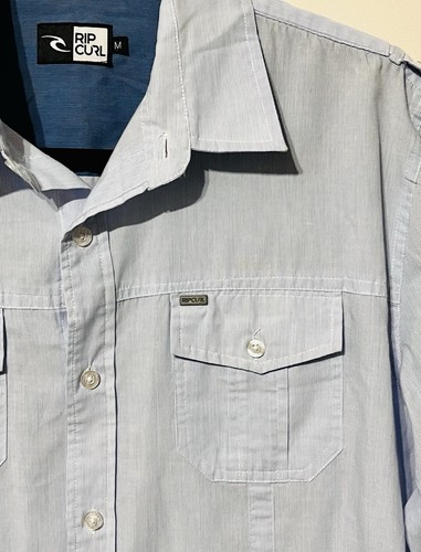 Rip Curl Mens Button Down Shirt Blue Long Sleeve Logo Pocket Size M - Picture 5 of 10
