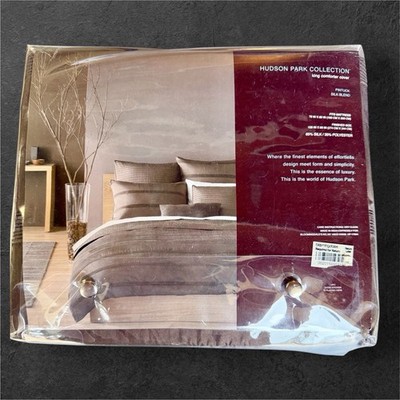 NEW Hudson Park Collection King Comforter Cover SILK Blend Brown 108 x96 