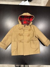 Fieldston Boys Size 4 Tan Toddler Wool Pea Coat Double Breasted Hood
