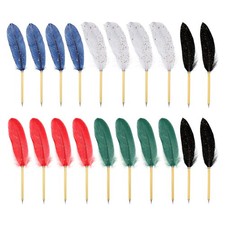 20pcs Feather Ballpoint Pens, 0.5mm Ink Quill Writing Pens for Office
